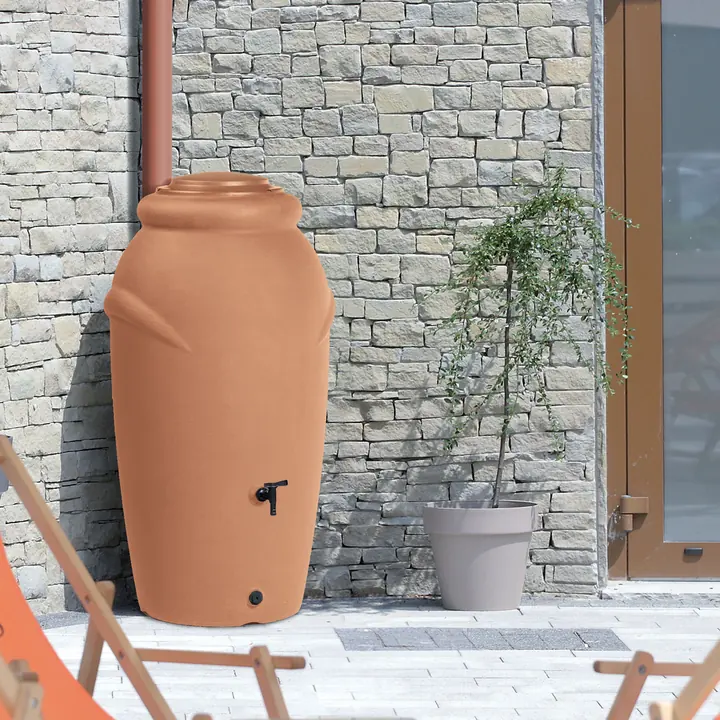 Regentonne Amphore BOLOGNA 210 Liter terracotta inkl. Hahn von Prosperplast