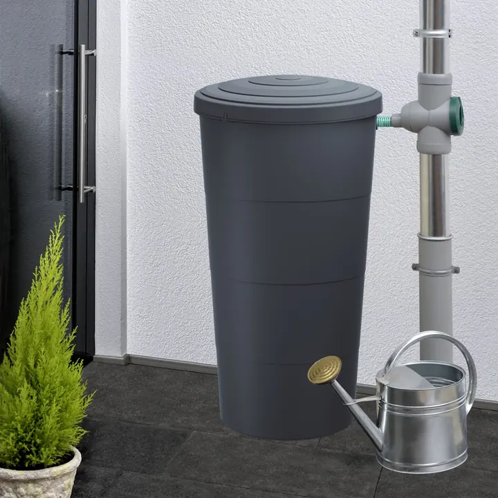 Regentonne Anthrazit Florenz 200 Liter inkl. Hahn von Prosperplast