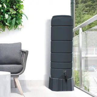 Regentonne anthrazit Standard rund 110 L inkl. Sockel und Hahn von Prosperplast