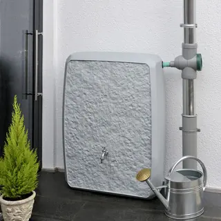 Regentonne eckig MULTITANK 250 L Putzstruktur grau inkl. Hahn von Prosperplast