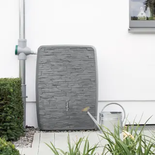 Regentonne eckig MULTITANK 250 L Riemchen grau inkl. Hahn von Prosperplast