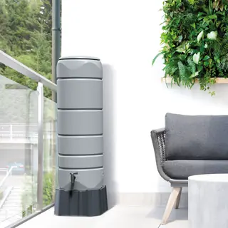 Regentonne grau Standard rund 110 L inkl. Sockel und Hahn von Prosperplast